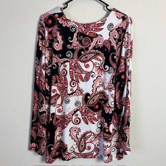 Chico's Paisley Print Long Sleeve Top Sz 3 (XL) Artsy Elegant Casual Boho - Picture 5 of 10